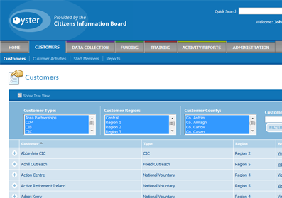 Customer module for central access to all customer details for the entire organisation. Oyster