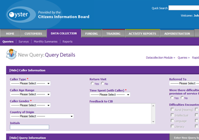 Data Collection module captures queries handled by information providers throughout the country. Oyster